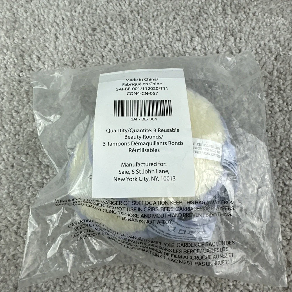 Saie Reusable Beauty‎ Rounds 3 Pack White Lavender Skincare Beauty NIP